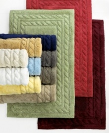 Step into luxury. Hand-tufted and individually carved, the Greenwich cotton bath rug from Lauren Ralph Lauren features ultrasoft, ringspun cotton for a plush feel. Choose from an array of classic colors that coordinate with the Greenwich cotton towel collection. Step into luxury. Hand-tufted and individually carved, the Greenwich cotton bath rug from Lauren Ralph Lauren features ultrasoft, ringspun cotton for a plush feel. Choose from an array of classic colors that coordinate with the Greenwich cotton towel collection.