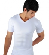 Keep your style close to the chest with this form-fitting v-neck t-shirt from Papi.