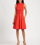 This perfect wear-everywhere dress features a crisply pleated skirt and a slender self belt.Roll-neck collarSleevelessSelf beltPleated skirtSide slash pocketsConcealed back zipFully linedAbout 22 from natural waist65% polyester/35% cottonDry cleanMade in USA of imported fabricModel shown is 5'10½ (179cm) wearing US size 4. 