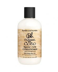 A moisture-rich conditioner made with a blend of Coconut and Murumuru Butters. Helps to restore moisture, improve flexibility, minimize frizz and make hair shimmer. Created for coconut lovers and island hoppers (and smells like them too). Usage: After washing, comb through and leave in for a minute or two. Rinse thoroughlyProduct Recipe: For best results, pair with Creme de Coco Shampoo and Creme de Coco Masque. Color Compatible. A moisture-rich conditioner made with a blend of Coconut and Murumuru Butters. Helps to restore moisture, improve flexibility, minimize frizz and make hair shimmer. Created for coconut lovers and island hoppers (and smells like them too). Usage: After washing, comb through and leave in for a minute or two. Rinse thoroughlyProduct Recipe: For best results, pair with Creme de Coco Shampoo and Creme de Coco Masque. Color Compatible.