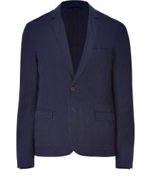 Inject trend-right style to your workweek look with this sophisticated cotton blazer from Costume National - Notched lapels, two-button closure, flap pockets, lightweight - Style with jeans or lightweight trousers, a short sleeve button down, and oxfords Inject trend-right style to your workweek look with this sophisticated cotton blazer from Costume National - Notched lapels, two-button closure, flap pockets, lightweight - Style with jeans or lightweight trousers, a short sleeve button down, and oxfords