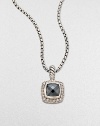 From the Petite Albion Collection. A sleek design with dazzling pavé diamonds surrounding a hematite stone set in sterling silver on a box link chain. HematiteDiamonds, .2 tcwSterling silverLength, about 17Pendant size, about ¼Lobster clasp closureImported 