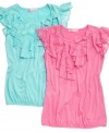 Sugar and spice and everything nice. This ruffled shirt from Sugar Tart has just enough sweet and sass to match any mood she's in. (Clearance)