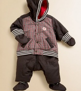 Baby will be perfectly suited for the blustery weather in this cozy, puffy set with detachable pants