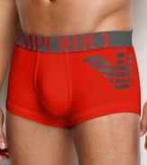 Comfort and style come together in this stretchy cotton trunk by Emporio Armani.