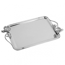 Inspired from Japanese, naturalistic art, the glistening Christofle silver Belle Epoque serving tray has delicate flower details at both handles. Inspired from Japanese, naturalistic art, the glistening Christofle silver Belle Epoque serving tray has delicate flower details at both handles.