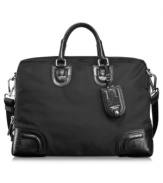 Packed with style & sophistication, this sporty upgrade combines dependable durability with professional, feminine detailing for getting around every day in style & with ease. Classic embossed leather trim defines the exterior, while a removable laptop sleeve, cord case, interior pockets, center zip divider & more create a ready-to-go interior. 5-year warranty.