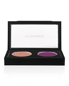 A limited edition Dynamic Duo Eye Shadow starring a hot shade of coral and a handsomely rich plum. Just what you need when the lights go back up.