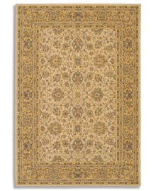 Intricate details and easy-going colors are the signature elements of this complex Karastan area rug. Woven from pure New Zealand worsted wool, the rug's yarns have been specially twisted and space-dyed to create an artful palette, reminiscent of the finest Peshawar rugs.
