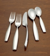 A sleek new approach to flatware, this set from Yamazaki lends your tabletop a unique silhouette. A gradually widening handle and sturdy stainless steel make this collection a tabletop favorite. Includes a tablespoon, sugar spoon and sauce ladle.