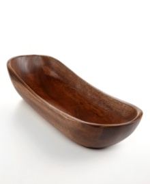 Add a bit of natural intrigue to your table with this wooden bread tray from The Cellar. Crafted of pure Acacia wood, its rich tone and smooth texture are sure to enhance the look of your tablescape.