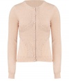 With a chic neutral hue and a ladylike cable knit pattern, this versatile cardigan from Valentino R.E.D will be your elegant go-to for this seasons feminine looks - Round neck with cable knit trim, long sleeves, front button placket, fitted with cable knit decorative trim down front and sleeves- Style with a tie-neck blouse and a midi-length swing skirt or figure-hugging pencil skirt