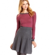 A sporty striped bodice and fit-and-flare skirt come together in sweet unity on a Tommy Girl sweater dress that's unlike any other in your closet!