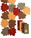 Fall for the autumnal charm of Maple Quartet placemats by Homewear. Four leaves with an ultra-soft feel and rich palette are cut and sewn together to enhance the harvest table.