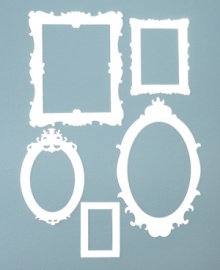 See right through them. Ornate mirrors laser-cut in the shape of frames showcase wall color where your reflection should be. Adhesive backing means you can, literally, stick them wherever you want – clustered together, framing photos, on every wall. See right through them. Ornate mirrors laser-cut in the shape of frames showcase wall color where your reflection should be. Adhesive backing means you can, literally, stick them wherever you want – clustered together, framing photos, on every wall.