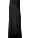 Whether youre hitting the red carpet or a black tie benefit, this ultra-luxe cape back gown from Elie Saab is guaranteed to make a stylish statement - V-neck with gathered faux-wrap detailing, sleeveless, metallic-detailed waist belt, full maxi-length skirt, dramatic sheer cape back - Softly tailored fit - Pair with sky-high platform pumps and a jewel-encrusted clutch