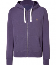 Casual hooded zip-up jacket in purple cotton blend - Classically sporty slim cut, with long sleeves, zip closure and pouch pockets on either side - Drawstring hood - Embroidered Polo logo at chest - A great basic ideal for leisure and sports - Versatile, relaxed style compliments all casual looks, including jeans, chinos and workout gear Casual hooded zip-up jacket in purple cotton blend - Classically sporty slim cut, with long sleeves, zip closure and pouch pockets on either side - Drawstring hood - Embroidered Polo logo at chest - A great basic ideal for leisure and sports - Versatile, relaxed style compliments all casual looks, including jeans, chinos and workout gear