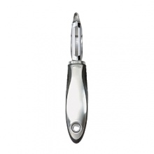 The Stainless Steel Swivel Peeler has brushed stainless steel handles for strength and durability. OXO International's trademark flexible fins for ultimate comfort. The sharp stainless steel Swivel Peeler blade glides through even the toughest fruit and vegetable skins with ease. The Stainless Steel Swivel Peeler has brushed stainless steel handles for strength and durability. OXO International's trademark flexible fins for ultimate comfort. The sharp stainless steel Swivel Peeler blade glides through even the toughest fruit and vegetable skins with ease.