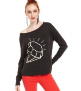 A diamond adds sparkle to this Bar III sweater for a quirky, cute layered look!
