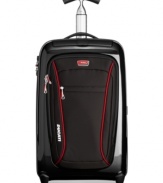 In a race of its own-Tumi and Ducati partner to change the face of travel with this sleek and innovative design. Life on the fast track demands sophisticated, innovative and bold solutions, which this fully-stocked international carry-on puts on the map. Leave your mark on the world with this sporty hardside case, the best companion for trips overseas or frequent overnight trips with multiple interior and exterior pockets, a TSA-integrated lock and tie-down straps.  5-year warranty.