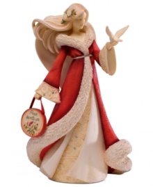 Both peaceful symbols of the season, a dainty dove perches upon the hand of this charming angel figurine dressed in an ornate robe with crystal accents. She bears the sentiment: Peace be with you. Both peaceful symbols of the season, a dainty dove perches upon the hand of this charming angel figurine dressed in an ornate robe with crystal accents. She bears the sentiment: Peace be with you.
