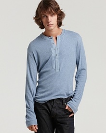 Dig the super-long placket on this lightweight henley. It's loose fit and soft cotton construction make it a perfect layer piece. Dig the super-long placket on this lightweight henley. It's loose fit and soft cotton construction make it a perfect layer piece.
