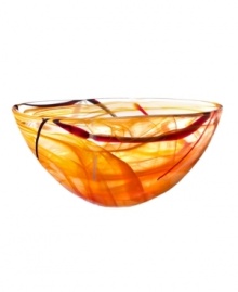 With a fiery orange haze and hand-applied bands of eye-catching color, each Contrast bowl from Kosta Boda is completely unique. A simple shape showcases each stroke and swirl with bold artistry. With a fiery orange haze and hand-applied bands of eye-catching color, each Contrast bowl from Kosta Boda is completely unique. A simple shape showcases each stroke and swirl with bold artistry.