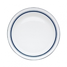 Tasteful and tailored blue banded dinnerware inspired by the unique Copenhagen neighborhood of Christianshaven from Dansk. Bread and Butter plate is 7.25 in diameter.