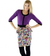 Iconic style meets a chic layer with this cropped cardigan from Betsey Johnson that sports a print of Marilyn Monroe on the back!