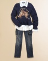 Timeless cargos in faded denim with the skinny fit she loves.Waistband with button close and belt loops Zip fly Front scoop pockets and coin pocket Cargo pocket on each leg Reinforced seat Back button pockets with shapely stitching Skinny leg Cotton Machine wash Imported Please note:Chain charms not included. 