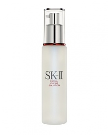 This light, quick-absorbing gel emulsion with a Sebu-Marine Complex and Pitera moisturizes and refines texture while minimizing oily shine that can make pores more noticeable. Facial Clear Solution leaves skin feeling refreshed, hydrated and smooth.Dispense a pearl-sized amount. Apply sparsely, but evenly over entire face, paying special attention to areas that require shine control (forehead, nose and chin).