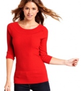 Get back to the style basics with It's Our Time! This ribbed, three-quarter sleeve sweater is a true closet-staple that pairs well with skinny jeans or your cutest fall skirts.