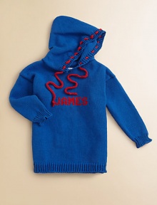 So soft, so pure, so sporty! This adorable little hoodie is made from soft cotton yarns with a hood and laced drawstring. Drawstring hoodRibbed cuffs and hemCottonMachine washMade in USASIZING GUIDEXX-Small = 6-9 monthsX-Small = 12-18 monthsSmall = Size 2-4Medium = Size 6-8Large = Size 10FOR PERSONALIZATION Select a quantity, then scroll down and click on PERSONALIZE & ADD TO BAG to choose and preview your personalization options. So soft, so pure, so sporty! This adorable little hoodie is made from soft cotton yarns with a hood and laced drawstring. Drawstring hoodRibbed cuffs and hemCottonMachine washMade in USASIZING GUIDEXX-Small = 6-9 monthsX-Small = 12-18 monthsSmall = Size 2-4Medium = Size 6-8Large = Size 10FOR PERSONALIZATION Select a quantity, then scroll down and click on PERSONALIZE & ADD TO BAG to choose and preview your personalization options.