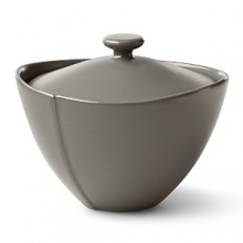 Borrowing from nature, this covered sugar bowl has a highly glossed surface and unusual contours, creating an interesting silhouette - a DVF signature - on the table. Borrowing from nature, this covered sugar bowl has a highly glossed surface and unusual contours, creating an interesting silhouette - a DVF signature - on the table.