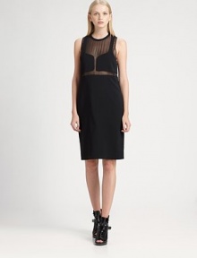 Strategically placed mesh paneling gives this tank dress a sultry spin. CrewneckMesh trimSleevelessBack snap closureAbout 20 from natural waistViscose/elastaneDry cleanImported of Italian fabricSIZE & FITModel shown is 5'10 (177cm) wearing US size 4. 