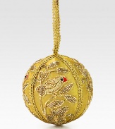 EXCLUSIVELY AT SAKS.COM. A sparkling bird is at the center of this beautiful handcrafted ornament with intricate embroidery and beading, from the renowned designer Sudha Pennathur. HandcraftedMetallic woven loopTissue base with glass beads4 diam.Imported