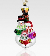 Frosty and his family of sparkling, handcrafted friends strike a high note while singing some classic carols. Hand-blownHand-painted7 tallMade in Poland