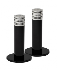 Light up your home with the grace and sophistication of Vera Wang's With Love Noir candlesticks. Geometric detail lends extra shimmer to black enamel in a set that invokes modern and deco design. Light up your home with the grace and sophistication of Vera Wang's With Love Noir candlesticks. Geometric detail lends extra shimmer to black enamel in a set that invokes modern and deco design.