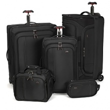 Compact and sleek, this bag is made for tough travel. Gusseted front pocket with zippered mesh pocket and key fob. Removable padded shoulder strap. Rear zippered pocket with bottom zipper converts to a sleeve for sliding over wheeled handle system.