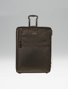 Ideal for 4-to-7-day trips, a wheeled case with expandable design and a bonus Just in Case tote to carry home travel acquisitions. Main compartment with pop-up expansion Removable garment sleeve Two exterior zip accessories pockets Inside accessories and tie pockets Top, side and bottom carry handles Telescoping handle Add-a-bag strap Protective feet Tumi Tracer Protection Ballistic nylon Imported 18W X 24H X 11D (13½D expanded) Ideal for 4-to-7-day trips, a wheeled case with expandable design and a bonus Just in Case tote to carry home travel acquisitions. Main compartment with pop-up expansion Removable garment sleeve Two exterior zip accessories pockets Inside accessories and tie pockets Top, side and bottom carry handles Telescoping handle Add-a-bag strap Protective feet Tumi Tracer Protection Ballistic nylon Imported 18W X 24H X 11D (13½D expanded)
