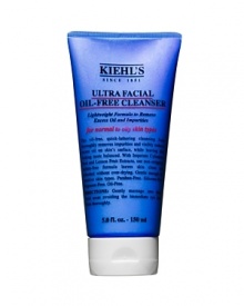 Kiehl's Ultra Facial Oil-Free Cleanser is a quick-lathering cleansing foam that thoroughly removes impurities and visibly reduces excess oil on skin's surface, while leaving skin looking more balanced. With Imperata Cylindrica Root and Lemon Fruit Extracts, a non-stripping, sulfate-free formula leaves skin clean and refreshed without over-drying. Gentle enough for sensitive skin. Oil-free, paraben-free, fragrance-free, colorant-free.