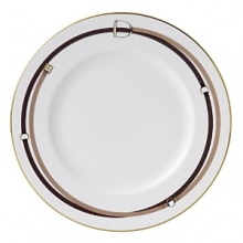 Wedgwood pays tribute to the traditional English equestrian lifestyle with this fine dinner plate inspired by the work of 18th-century horse painter George Stubbs. Burnished gold silhouettes, classic stirrup stripes and rich shades of tan and brown evoke the stylish essence of horse riding. Wedgwood pays tribute to the traditional English equestrian lifestyle with this fine dinner plate inspired by the work of 18th-century horse painter George Stubbs. Burnished gold silhouettes, classic stirrup stripes and rich shades of tan and brown evoke the stylish essence of horse riding.