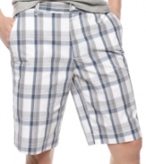 Picture perfect plaid on these Alfani shorts keeps you comfortable and ready for any candid shots that come your way.