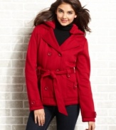 You're getting warmer: fleece lining makes YMI's belted peacoat an extra toasty style for your day-to-day outings.