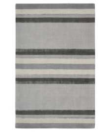 Linear designs are accented with exotic faux silk to create a timeless palette in the Sahara area rug from Calvin Klein. Crafted by skilled artisans in India, it features generously thick wool and viscose fibers woven to create remarkable strength and impeccable elegance. Linear designs are accented with exotic faux silk to create a timeless palette in the Sahara area rug from Calvin Klein. Crafted by skilled artisans in India, it features generously thick wool and viscose fibers woven to create remarkable strength and impeccable elegance.