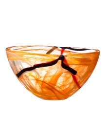 With a fiery orange haze and hand-applied bands of eye-catching color, each Contrast bowl from Kosta Boda is completely unique. A simple shape showcases each stroke and swirl with bold artistry. With a fiery orange haze and hand-applied bands of eye-catching color, each Contrast bowl from Kosta Boda is completely unique. A simple shape showcases each stroke and swirl with bold artistry.