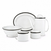 Kate Spade and Lenox join together to bring ease, elegance and understated wit to the table. Union Street translates kate spade's signature contrast stitching to the table with simple black banding dotted with white. Dishwasher safe. Kate Spade and Lenox join together to bring ease, elegance and understated wit to the table. Union Street translates kate spade's signature contrast stitching to the table with simple black banding dotted with white. Dishwasher safe.