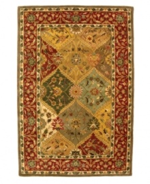 Delight in the vibrant tones and exquisite intricacy of this spectacular area rug from Safavieh. Tufted in India from pure wool, this rug boasts a dramatic flower-and-vine motif that creates visual interest in a rainbow of soft hues. (Clearance) Delight in the vibrant tones and exquisite intricacy of this spectacular area rug from Safavieh. Tufted in India from pure wool, this rug boasts a dramatic flower-and-vine motif that creates visual interest in a rainbow of soft hues. (Clearance)