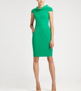 This sleek, impeccably tailored style is rendered in a soft, brightly-hued stretch crepe.Foldover collarPleated cap sleevesSide slash pocketsConcealed back zipFully linedAbout 22 from natural waist60% polyester/33% nylon/7% spandexDry cleanMade in USA of imported fabricModel shown is 5'10 (177cm) wearing US size 4. 