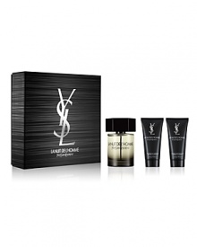 A story of seduction and bold sensuality. Bright, masculine freshness combines with sophistication. A fresh oriental scent with notes of Cardamom, Cedar, and Coumarin. The LA NUIT DE L'HOMME Yves Saint Laurent Fall Gift Set contains a 3.3 oz. Eau de Toilette Spray, a 1.7 oz. Shower Gel and 1.7 oz. After Shave Balm. A story of seduction and bold sensuality. Bright, masculine freshness combines with sophistication. A fresh oriental scent with notes of Cardamom, Cedar, and Coumarin. The LA NUIT DE L'HOMME Yves Saint Laurent Fall Gift Set contains a 3.3 oz. Eau de Toilette Spray, a 1.7 oz. Shower Gel and 1.7 oz. After Shave Balm.